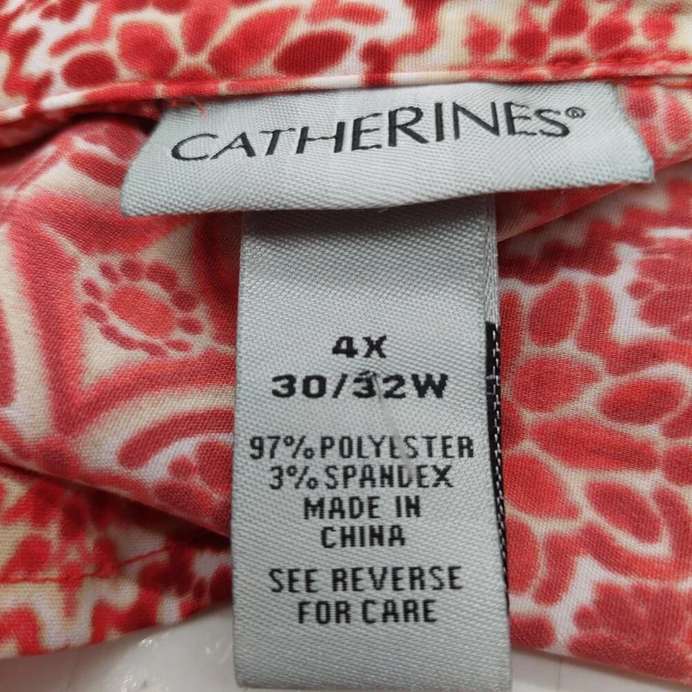 Catherines Shirt Size 4x Orange White Short Sleeves Blouse Size 30/32 - Picture 3 of 8
